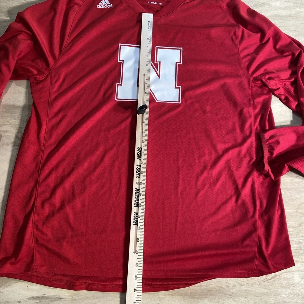 Nebraska Cornhuskers Adidas Climalite Long Sleeve Shirt‎ 2XL Embroidered